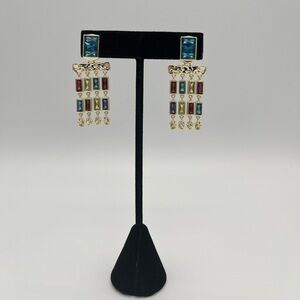 Kendra Scott Jack Multi Gem Gold Statement Earrings